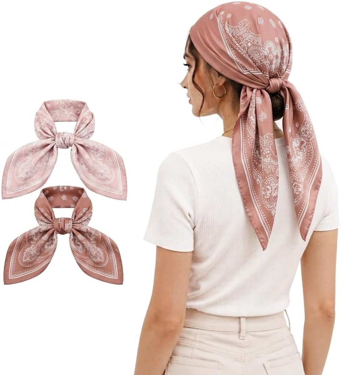 Sjaals voor dames, vierkante hoofdsjaal, bandana, lichtgewicht neksjaal, haaromslagdoek