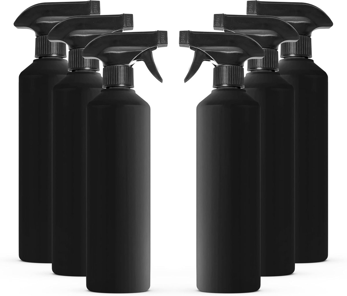 Set van 6 zwarte lege plastic waterspuitflessen voor het reinigen van 500 ml - Lege plantenspuit spuitflessen met handtrigger voor tuinieren en huisreiniging - zware industriële hervulbare nevelspuitflessen