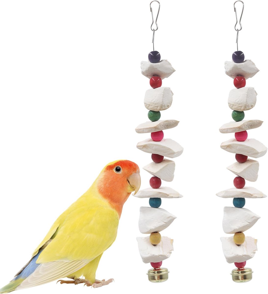 Speelgoed met snijbeen - parkietenkooi accessoires met snavelslijpsteen | Inktvisbeenspeelgoed voor parkieten, valkparkieten, dwergpapegaaien en kleine tot middelgrote vogels