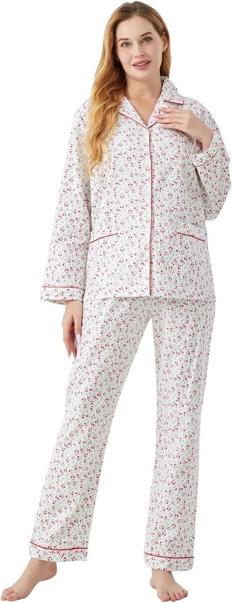 Katoenen flanellen pyjama voor vrouwen 100% katoen flanel pyjama set zachte PJS gezellige dames loungewear