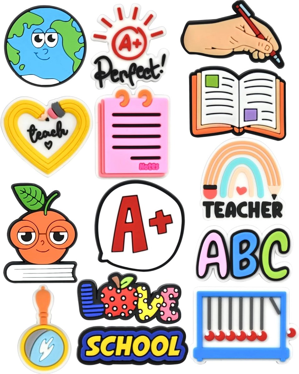 Bedels, PVC decoratieve accessoires voor schoenen en polsbandjes, eerste dag schoolfeest benodigdheden