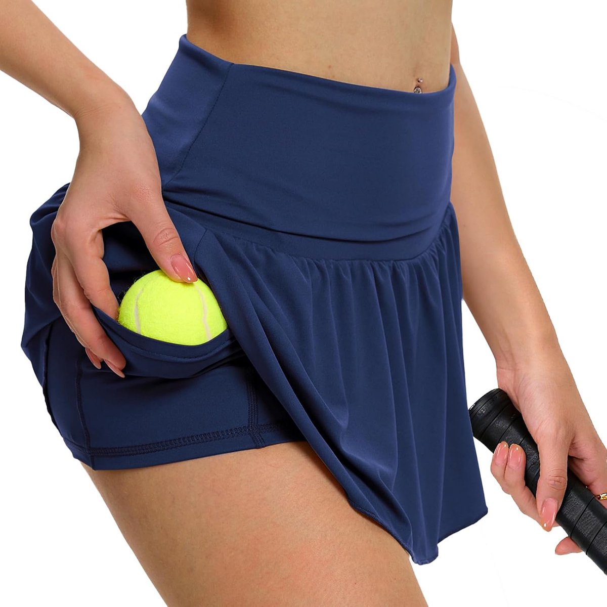 Rokken opvouwbare elastische taille skort workout met zakken basic sport minirok met shorts