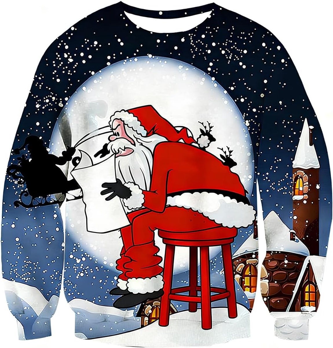 Kersttrui heren dames 3D lange mouwen Ugly Christmas pullover grappig sweatshirt lange mouwen Kerstmis jumper