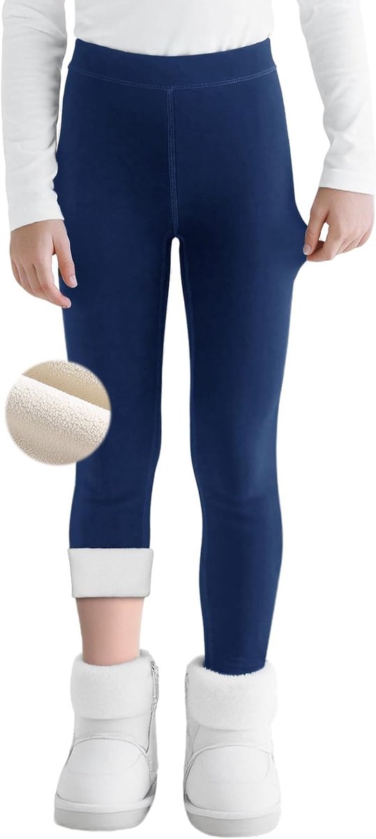Leggings met fleecevoering Lange broek Kinderen Katoenen leggings Winterbroeken Hoge taille Eenkleurige thermobroek Winter Warme dikke thermoleggings voor 6-14 jaar