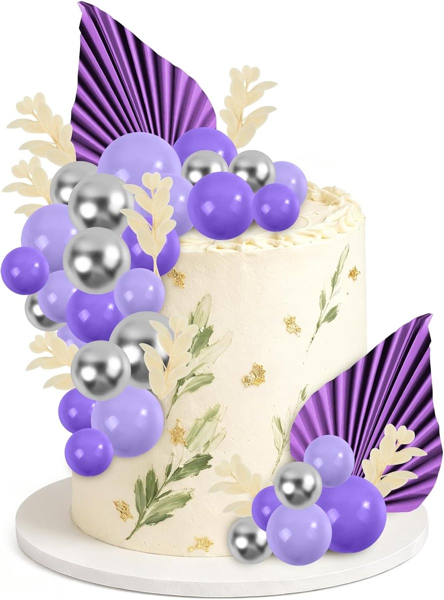 Ballen, 40 stuks, taartdecoratie, bal, taarttopper, taartdecoratie, ballen, taartdecoratie, boho-taartdecoratie, voor bruiloft, verjaardag, jubileum (paars)