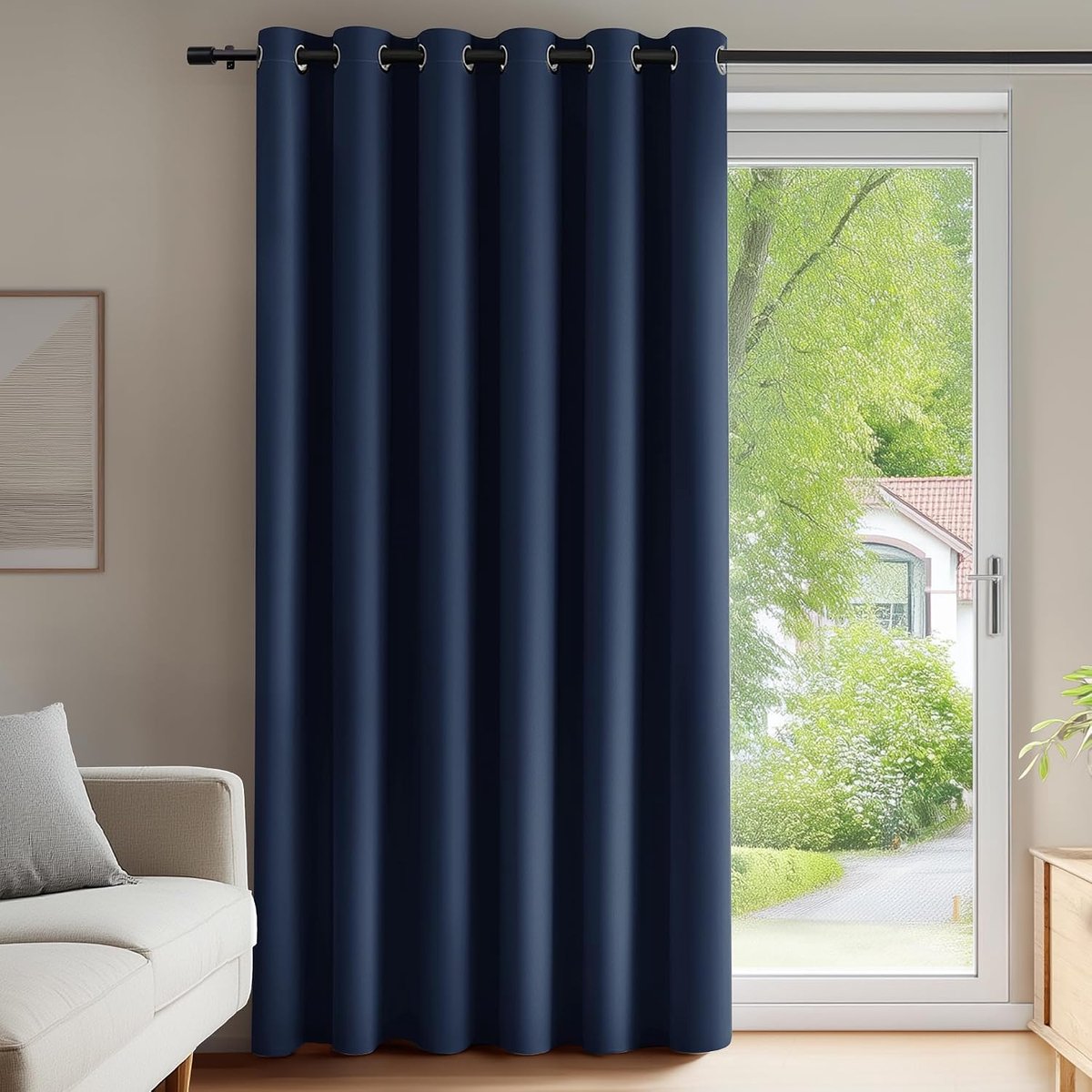 Verduisterend gordijn met ringen, 200 x 245 cm, marineblauw, 1 paneel