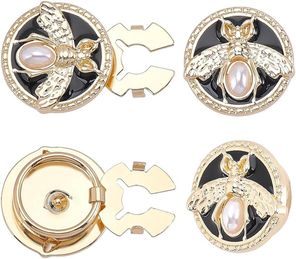 4 Stuks Bijen Ronde Metalen Knop Zwarte Parel Bij Knoppen Metalen Honing Bijen Knoppen Ronde Vorm Knoppen Met Bijen Parels Voor Tux Shirt Pak Trouwjurk DIY Naaien Ambachten Accessoires