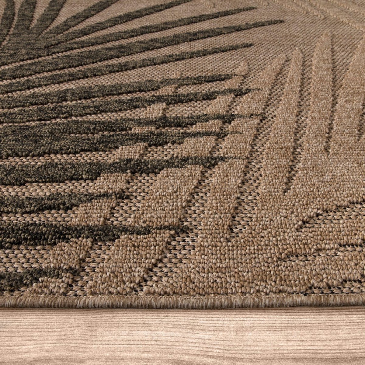 Home Tuin Vloerkleed Binnen En Buiten Balkon Wasbaar 3D Bloemmotief Berber Vloerkleed, Kleur:Donkergroen Beige, Maat:80x150 cm