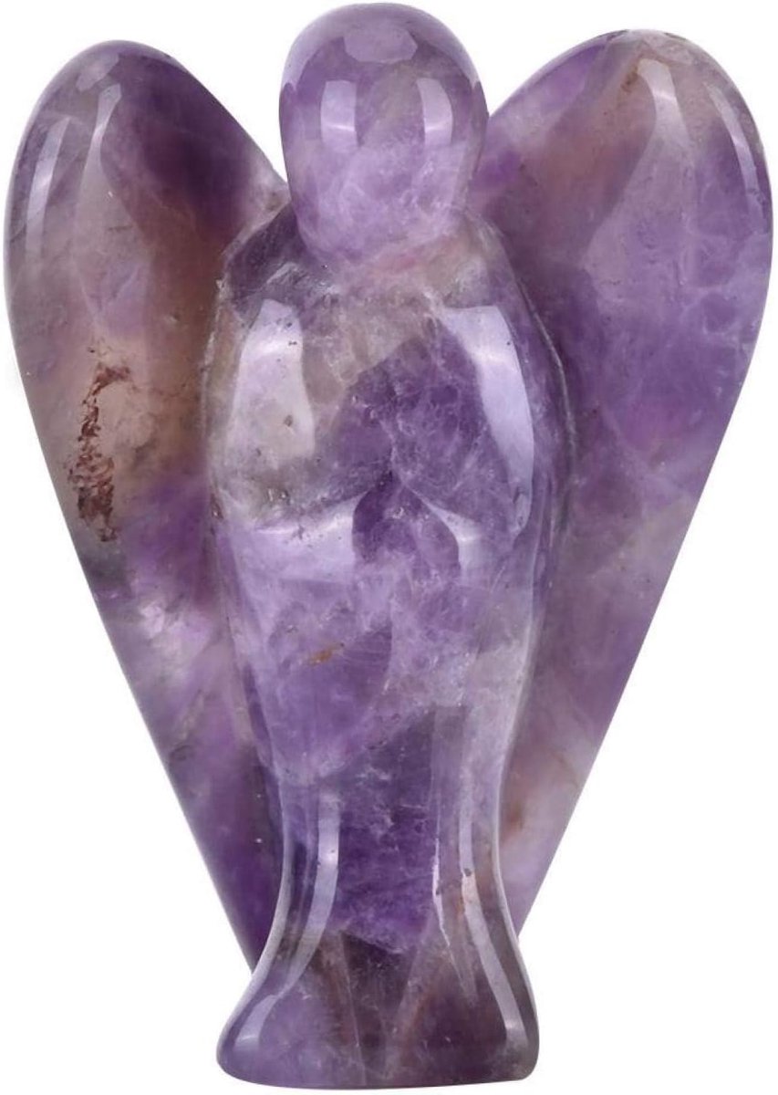 Angel Healing Crystal, Peace Angel Pocket Beeldjes met Bergkristal Guardian Angel Beeldjes voor Bureau Home Decoration(Amethist)