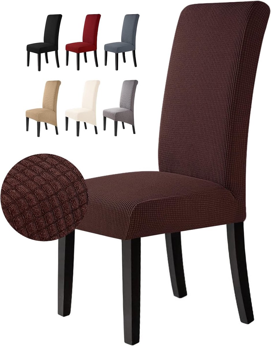 Eetstoelhoezen Stoelhoezen voor Eetkamerstoel Verwijderbare Wasbare Stoelhoezen voor thuis, restaurant, hotel Decor (4 Stuks, Bruin)-M