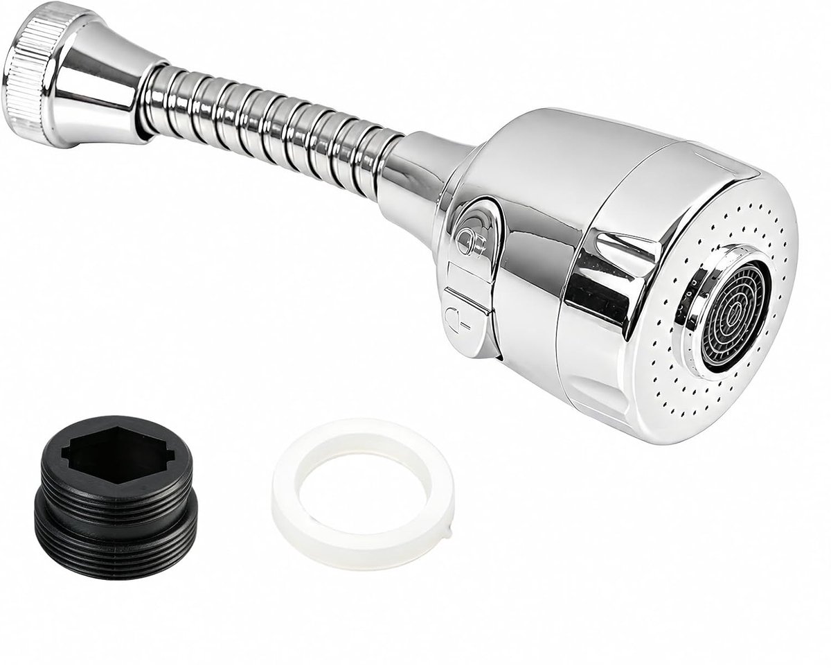 Verlengstuk voor keukenkraan, 360 graden draaibaar, mondstuk, beluchter, kraan, badkamer, accessoires, gootsteen, mengkraan, flexibel, voor wassen en reinigen, universeel