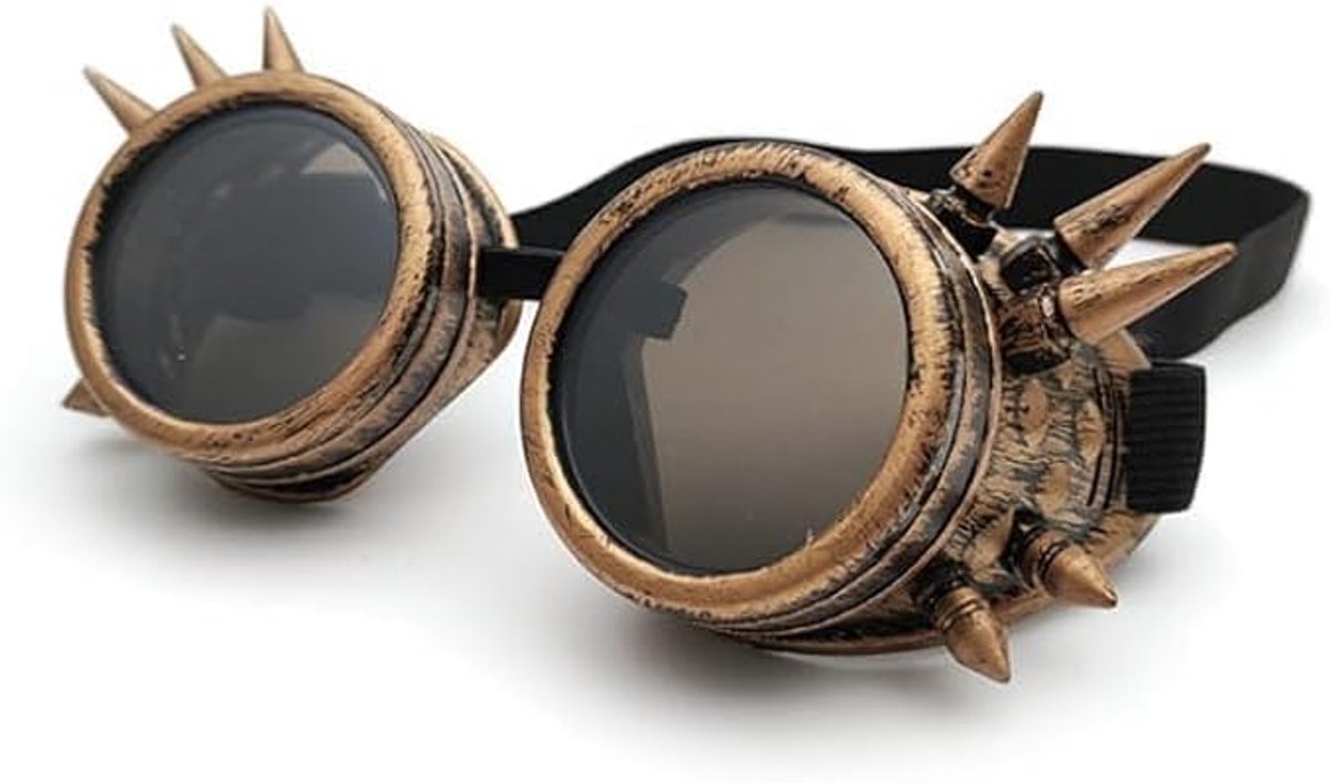 Brillen in steampunk-stijl, op maat gemaakte veiligheidsbrillen, cosplay-feestaccessoires, steampunk-thema-evenementen, hoedversieringen (koperkleurige oranje variant)