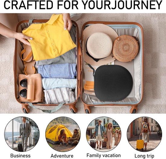 Draagbare reistas, hoofdtelefoontas met ritssluiting, voor reizen, werk en dagelijks gebruik, zwart, 22 x 21 x 6 cm — afbeelding 5