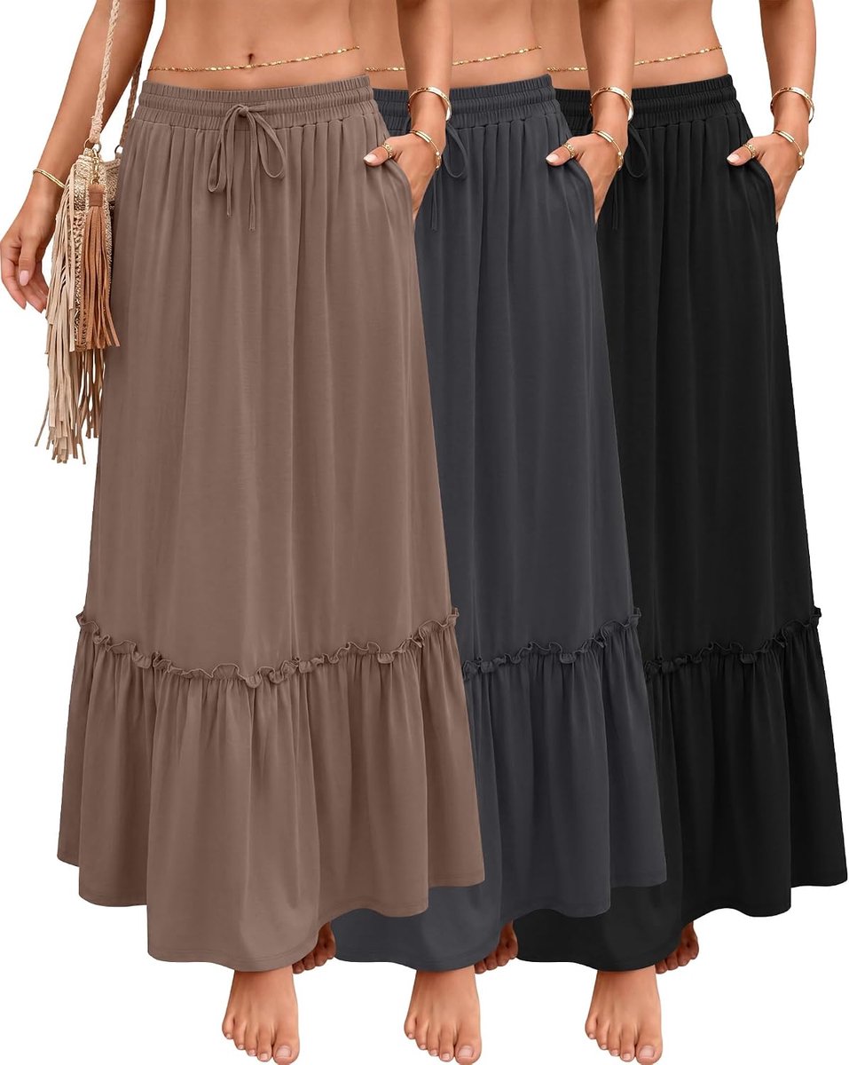 3 Pack Boho Maxi Flowy Rokken voor Vrouwen