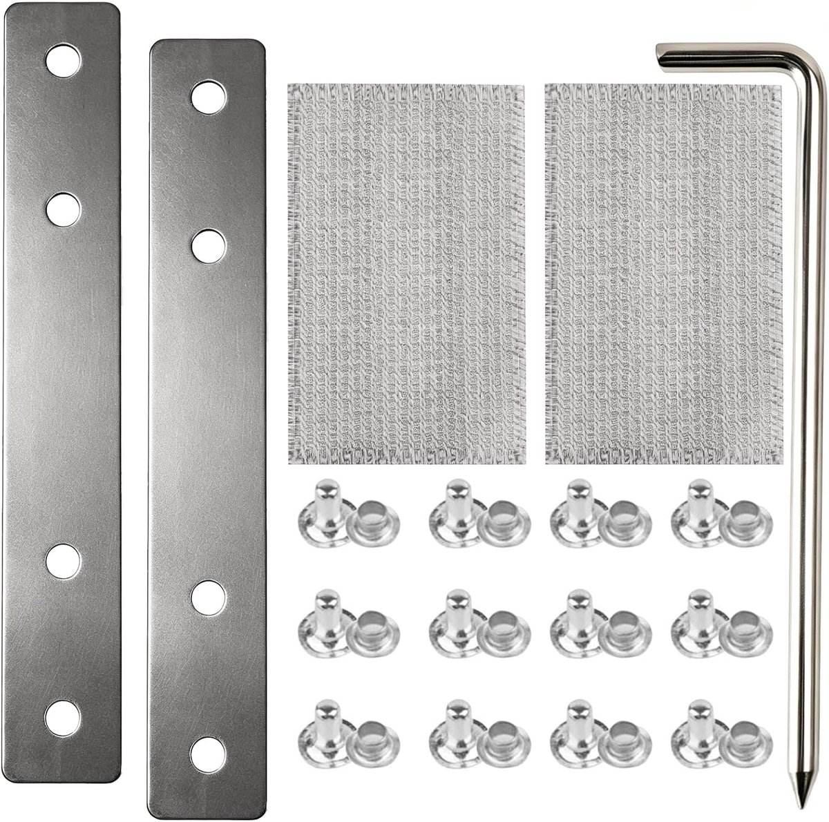 Reparatieset voor rolluikriemen, reparatieset voor rolluiken van 20 mm - 23 mm, reparatieset voor rolluiken met roestvrijstalen platen en klinknagels, reparatieset voor maxi-riem, jaloezieband