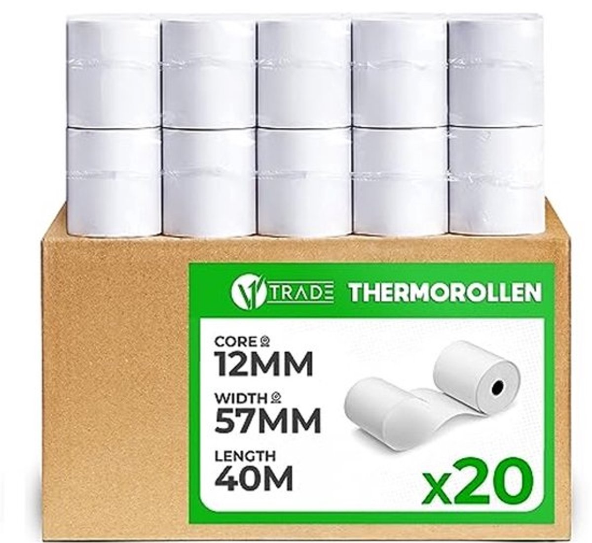Thermorollen 57 mm x 40 m - Thermisch Papier voor Bonprinters - Kassarollen 20 Stuks