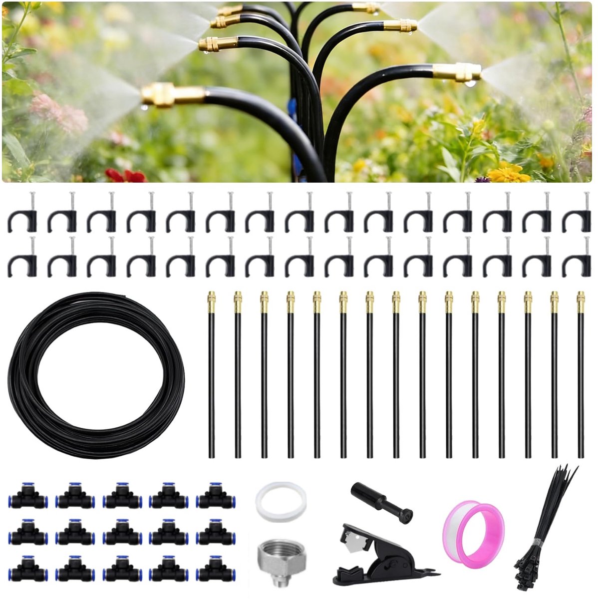 Irrigatiesysteem, 15 m, automatisch bewateringssysteem, tuin, met 3 irrigatiemodi, druppelirrigatiesysteem voor planten, landschap, broeikas, terras, vakantie