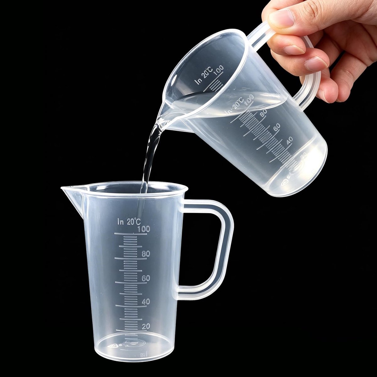 2 Stück 100ml Messbecher Klein aus Kunststoff, Transparentes Mini Messbecher Set mit Präzisionsskala – Genaue Dosierhilfe für Waschmittel, Labor, Küche, Backen & Kochen