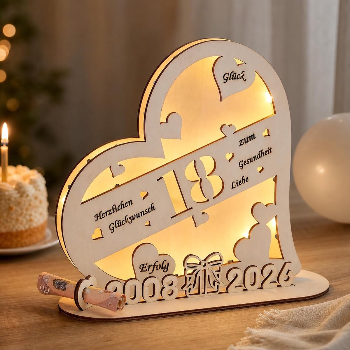 18 geldgeschenken verjaardag vrouw man 2026 houten bord gastenboek, gepersonaliseerde cadeaus voor 18e verjaardag cijfers, 18e verjaardag hartvormige decoratie, bruiloften, feesten