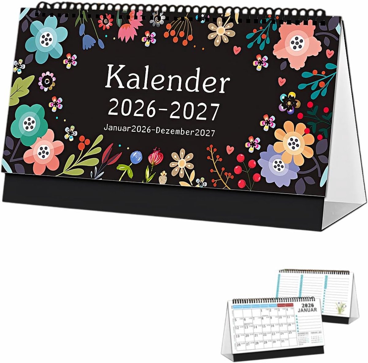 1 stuk 24-maandenkalender Wandkalender 2026-2027, geperforeerde kalenderblokken, achterwand vouwbaar/Kantoor/Klassenzimmer/Slaapkamer