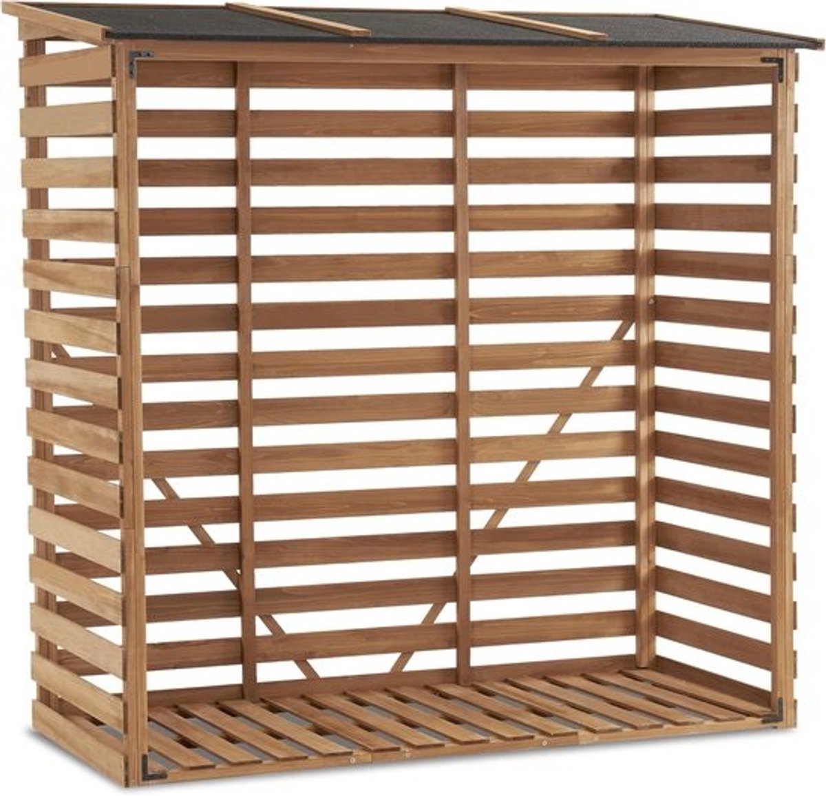 Houten Rek - Houtopslag Buiten - Droog Houden - Waterdicht Dak - 90x185x186 cm - Natuurlijk