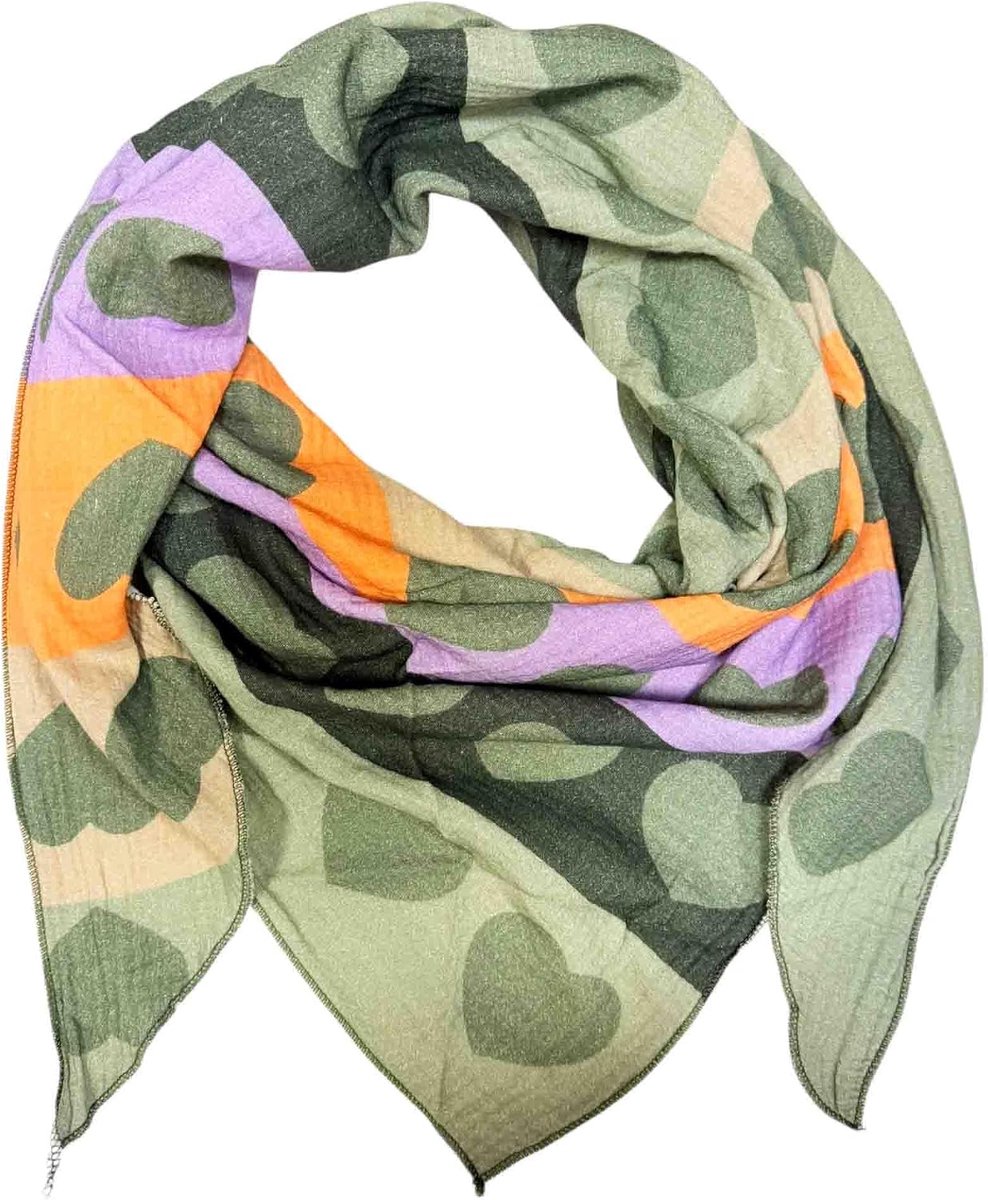 Driehoek gebreide sjaal regenboog hart lente sjaal 100% katoen Made in Italy Fashion doek driehoekige sjaal stola herfst lente doek kleurverloop hart regenboog