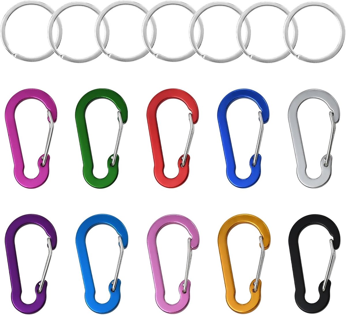 20 stuks karabijnhaken, kleine karabijnhaken, sleutelhanger, sleutelhanger, karabijnhaak, sleutelhanger