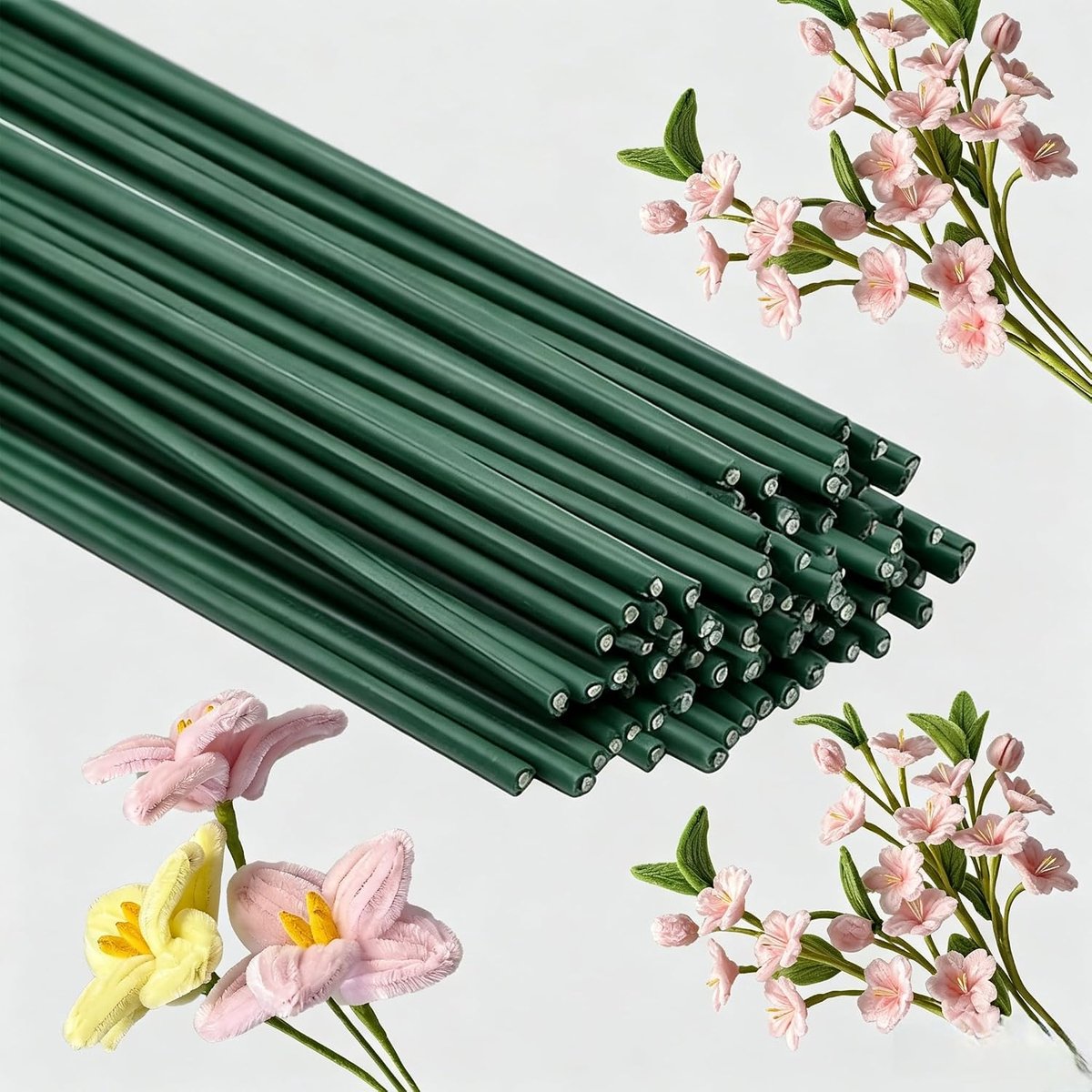 80 pieces florist wire, floristry wires | 2mm × 30cm floral wire, florist tape,wreath making supplies | for flower arranging, wreath making, DIY crafts and floral artistry