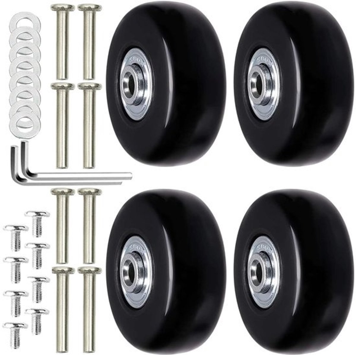 Set van 4 Vervangwielen voor Koffers - Universele Rubber Wielen 50mm x 18mm voor Bagage en Reisaccessoires