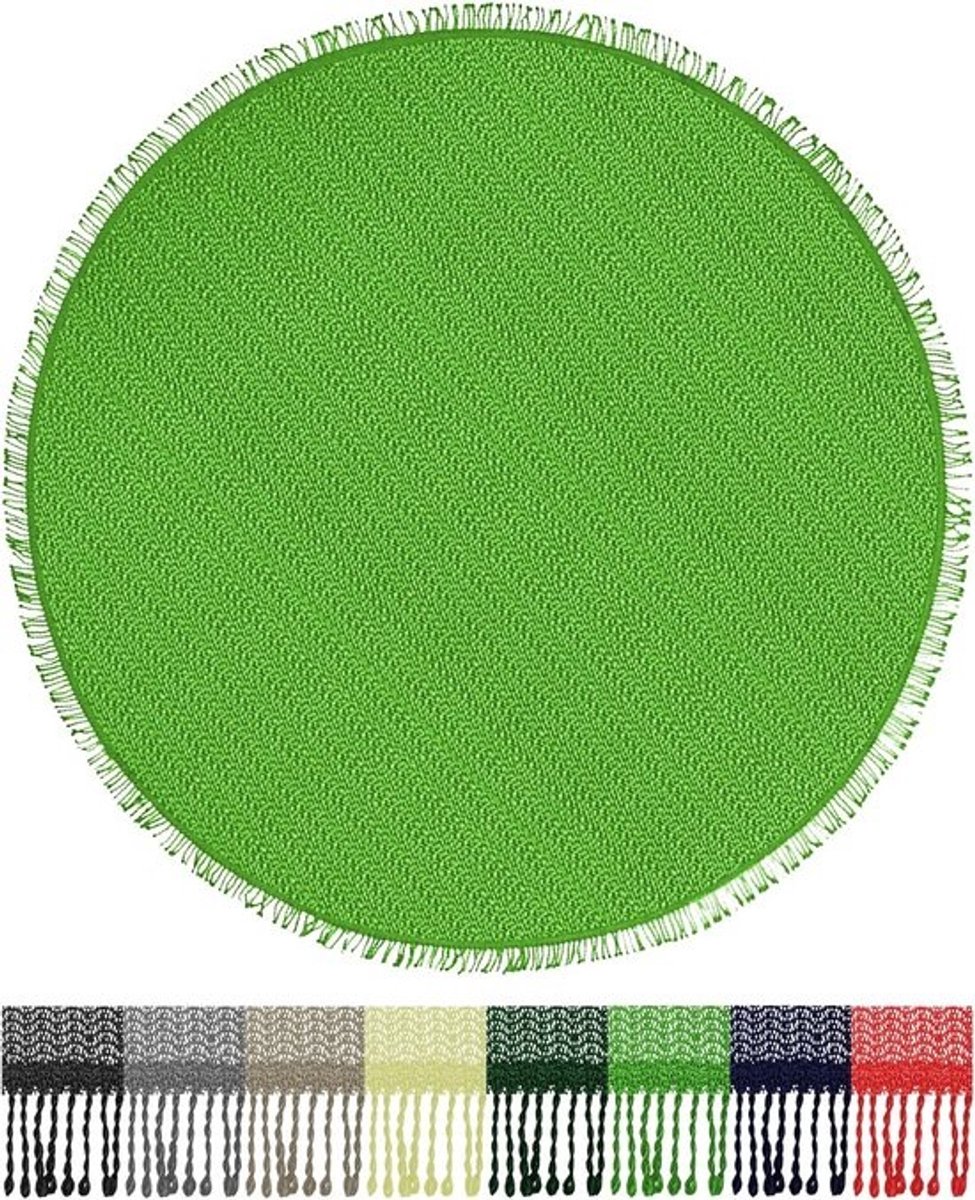 Tuintafelkleed Rond - Tafelzeil met franjes - Buiten dineren - Weerbestendig antislip - Ø 140 cm - Lichtgroen