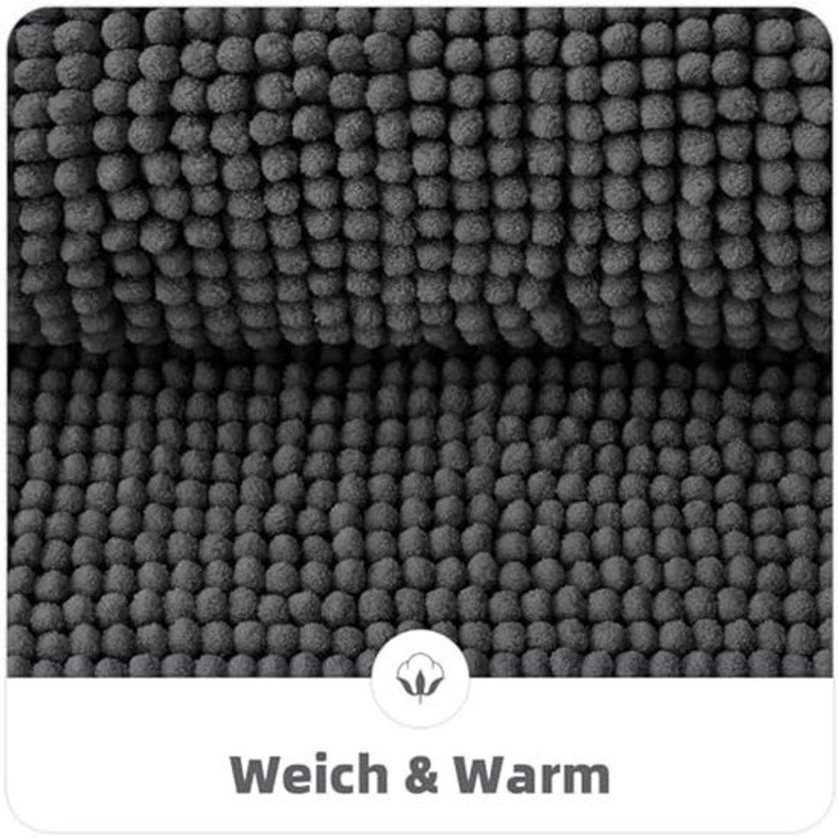 Chenille Badmat 50 x 80 cm - Antislip, Zacht & Absorberend - Wasbare Donkergrijze Badkamermat