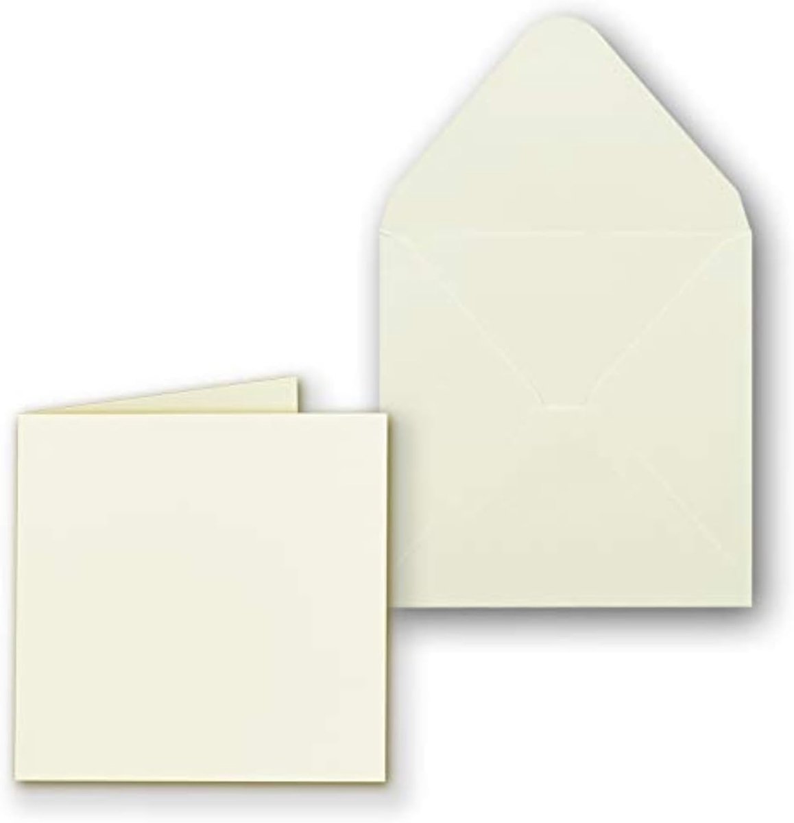 50x vierkant gevouwen kaartenset inkl. briefkaarten 14 x 14 cm blanco in crème - ideaal om zelf te ontwerpen & te creëren