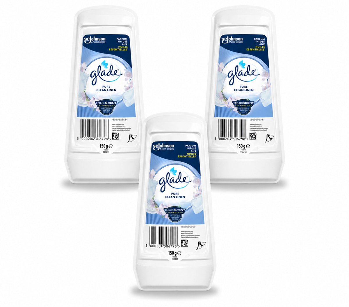 3 x Glade - Gel - Pure Clean Linen - 150 g - Bulkverpakking - 3 stuks