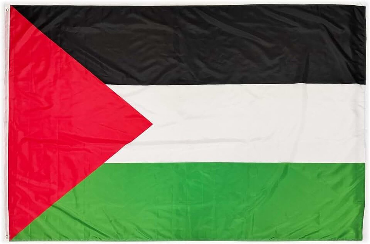 Grote buitenvlag, 225 x 150 cm, vlag, versterkt balkon en 2 metalen ogen, XL vlag (Palestina, 225 x 150 cm)