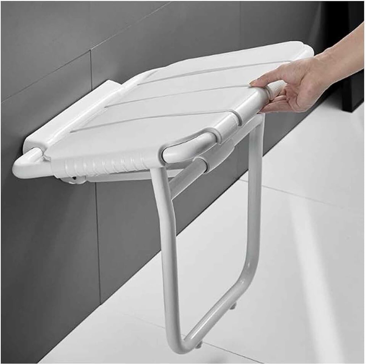 Douchestoel voor ouderen, wandmontage, inklapbare douchestoel voor aan de muur, antislip douchestoel met steunpoten voor senioren, zwangere vrouwen, gehandicapten, draagvermogen 150 kg