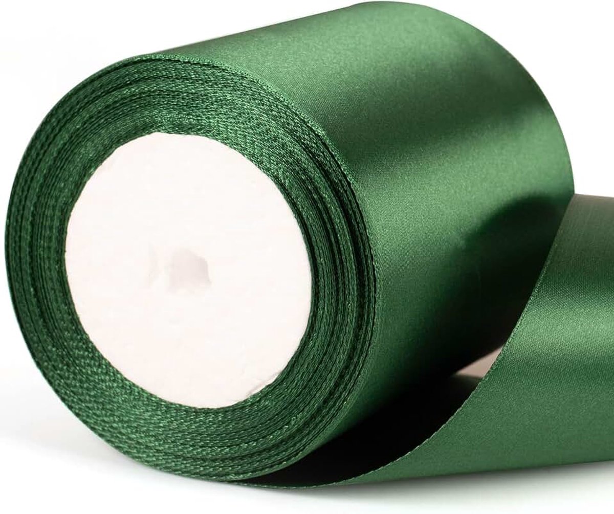22 m x 10 cm breed donkergroen satijnen lint, diepgroen dik trouwautolint voor cadeauverpakking, boeket, taart, ambachtelijke decoraties, bloemistenlinten voor kerstverjaardagscadeau
