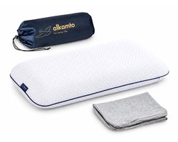 Alkamto Kinderkussen 3-14 Jaar – Ergonomisch Traagschuim Hoofdkussen – Memory Foam – 66x33x6 cm – Wit