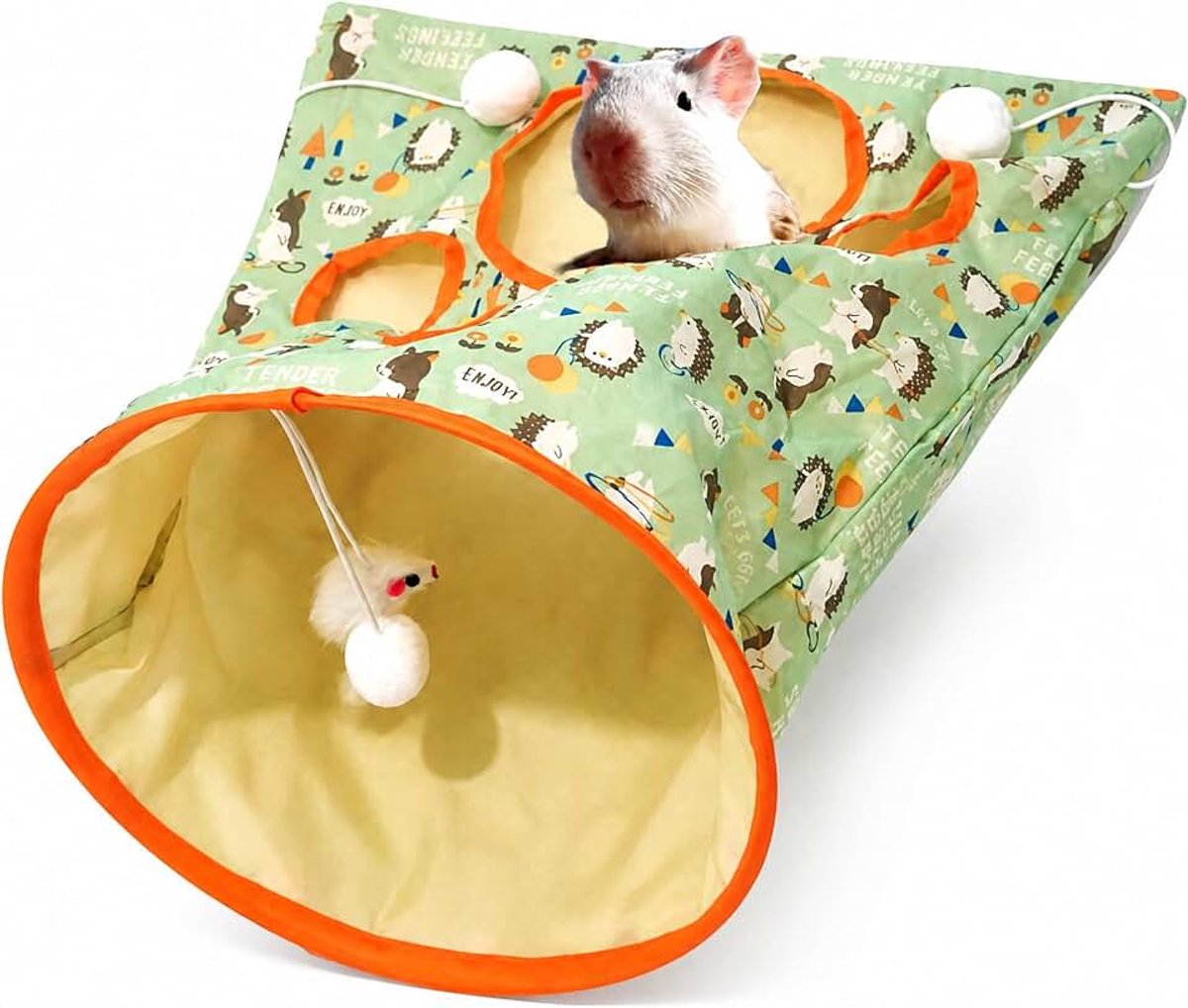 Papieren Zak Schattig Patroon Duurzaam Interactief 5 Gaten Kat Tunnel Zak Speelgoed Lichtgewicht Voor Kittens (Egel) cat crinkle bag cat crinkle bag Jouets souris et animaux