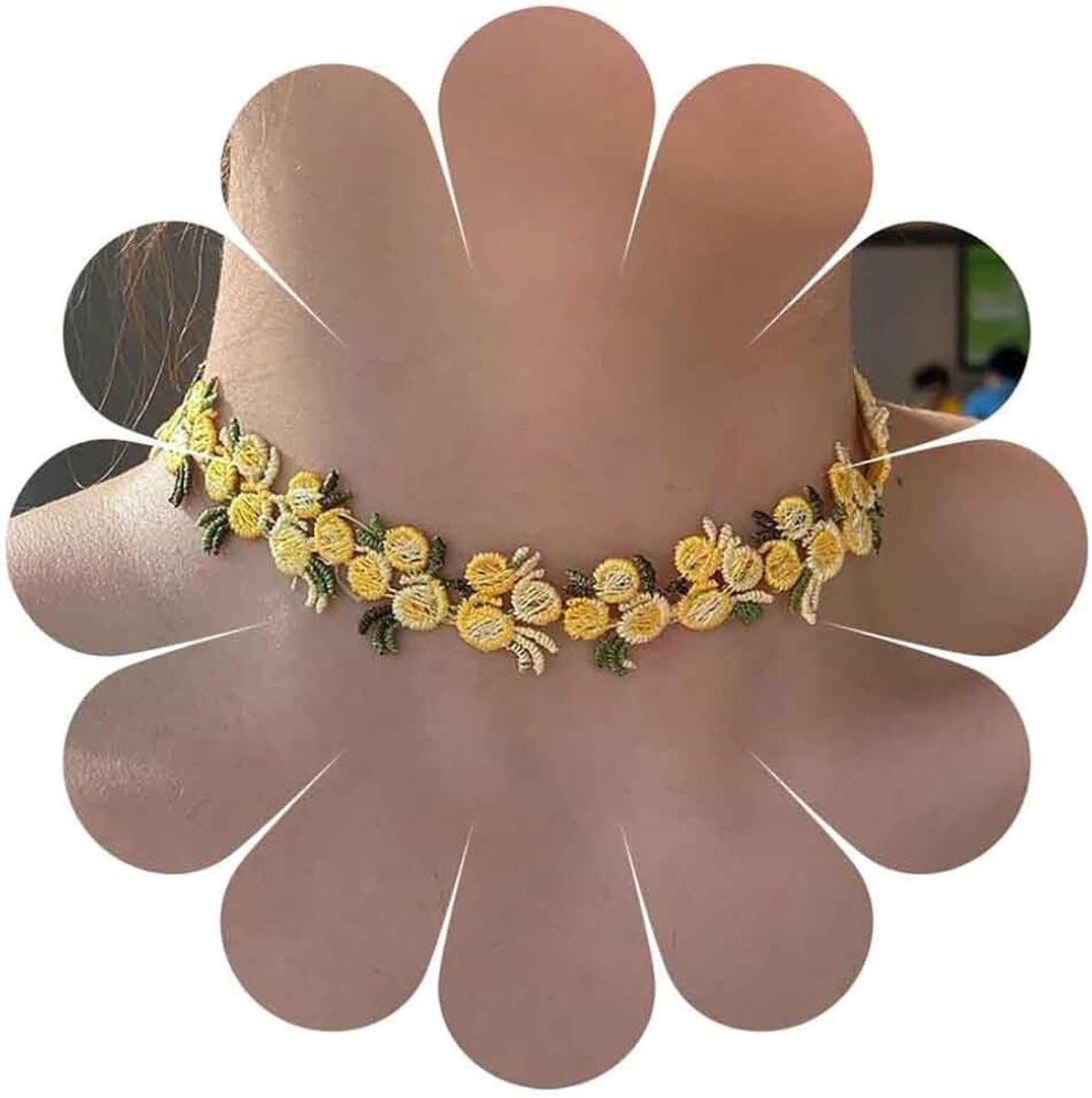 Bloem ketting choker kant geel roze choker ketting vintage kant bloemen kettingen sieraden voor vrouwen