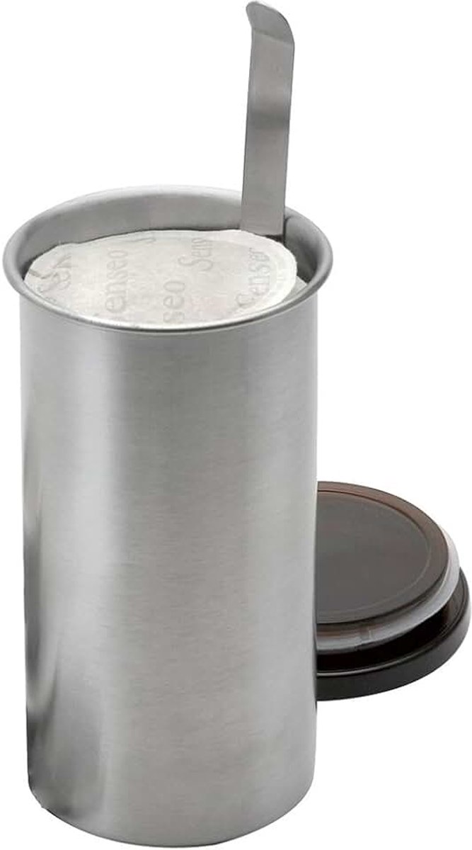 Koffiezak Caddy, roestvrij staal, zilver/zwart, 8,5 x 8,5 x 16 cm
