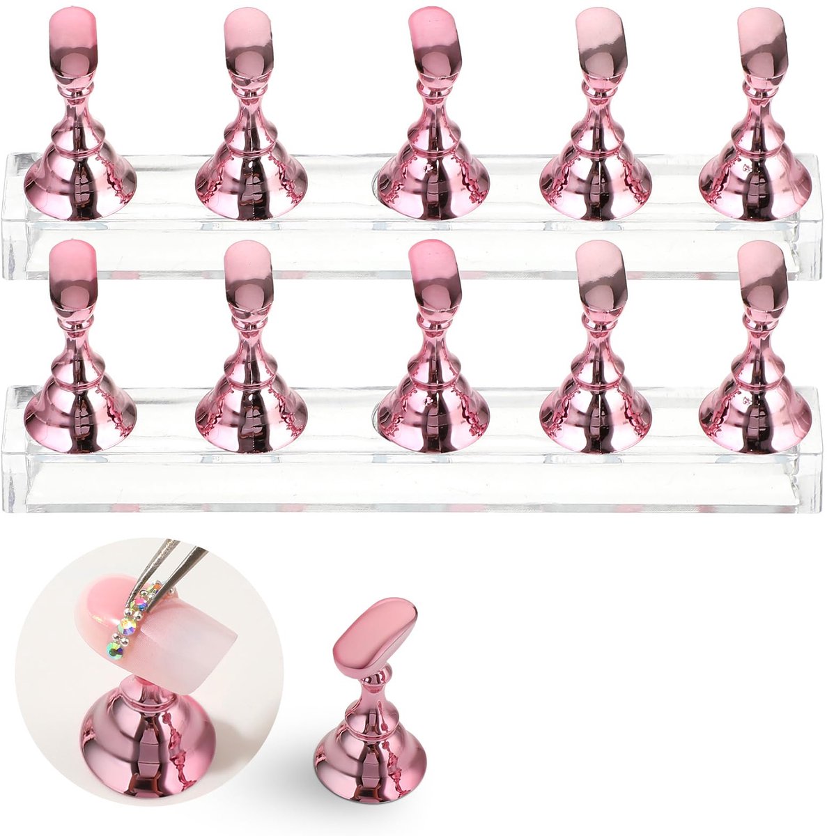 Tips houder nagel, acryl nagel standaard, nagelstandaard voor press on nails display, nageloefeningstandaard, voor DIY manicure salon nagelstandaard voor nageltips oefening