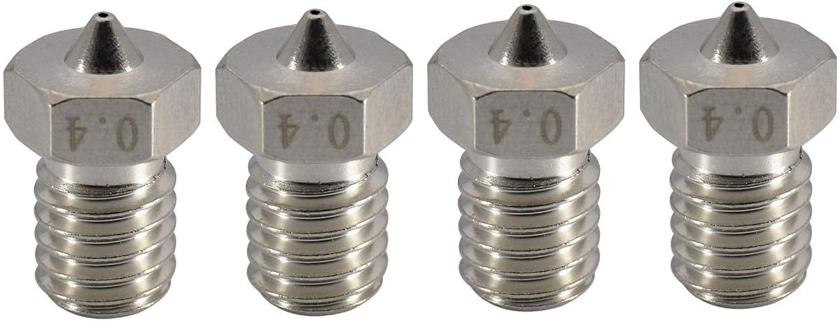 Vergulde Slijtvaste M6 Draad Messing Nozzle Pack 0.4mm voor 1.75mm V6 Hotend Titan Aero Extruder Prusa I3 MK3 MK3S Anycubic I3 Mega S/Zero 2.0 / Vyper 3D Printer (4x0.4mm)