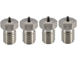 Vergulde Slijtvaste M6 Draad Messing Nozzle Pack 0.4mm voor 1.75mm V6 Hotend Titan Aero Extruder Prusa I3 MK3 MK3S Anycubic I3 Mega S/Zero 2.0 / Vyper 3D Printer (4x0.4mm)