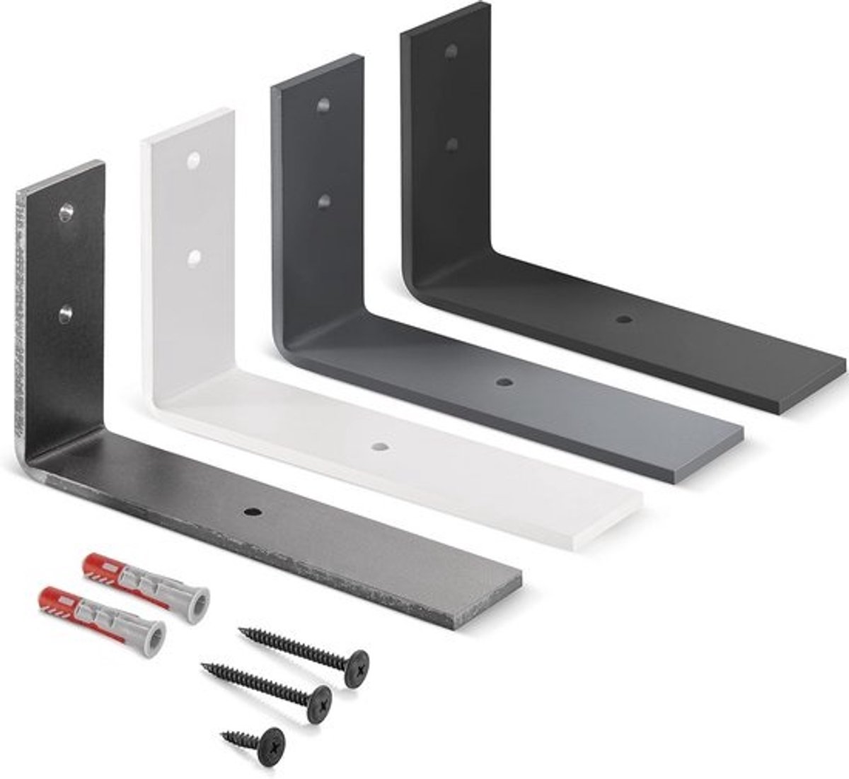 Metalen wandplanksteun voor doe-het-zelf, zwart, 200x100x40 mm, 6 stuks
