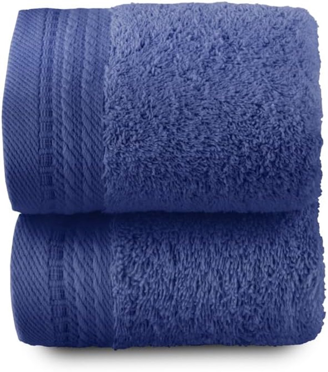Badhanddoeken - 2 gezichts- of bidethanddoeken, 30 x 50 cm, 100% katoen, 600 g, marineblauw