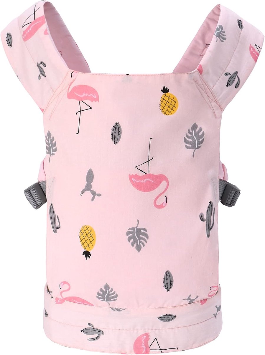 Babypopdrager voor kinderen, voor en achter dragen met verstelbare riemen voor meisjes, knuffeldrager poppenaccessoires voor kinderen, 100% katoen