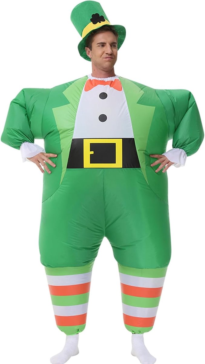 Opblaasbare St. Patrick's Day Kostuum Opblazen Groene Kabouter Kostuum Party Halloween Kostuum Unisex Kostuum