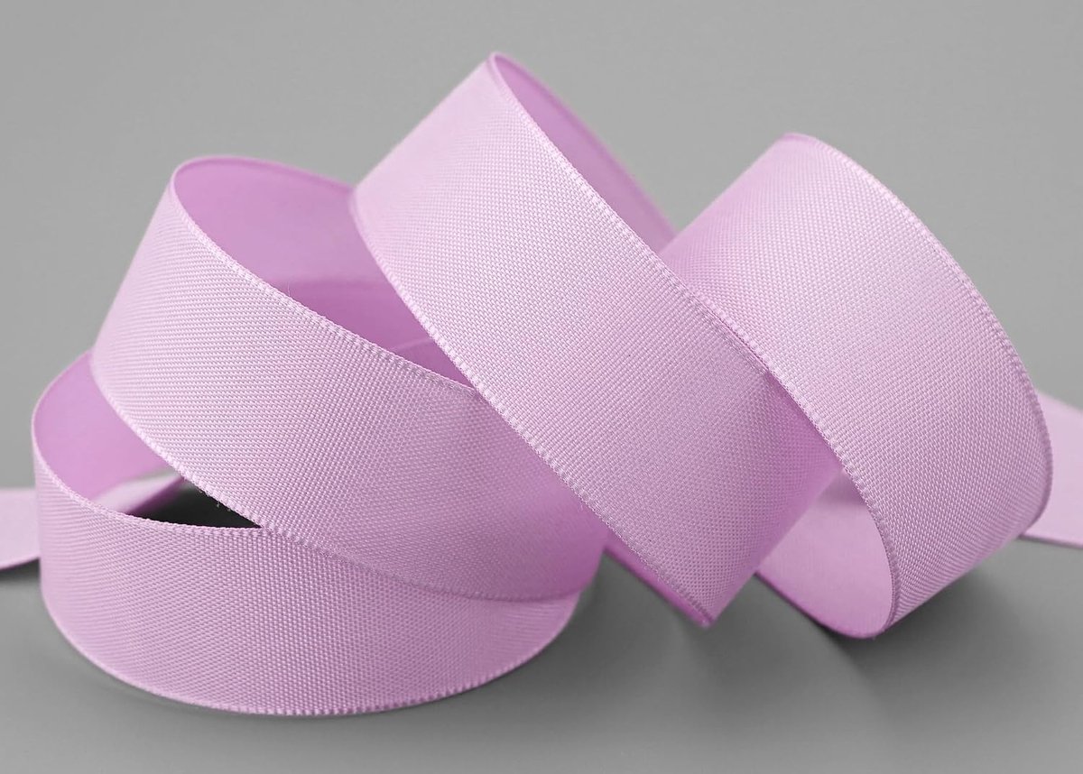 50 m x 25 mm stoffen lint mat zonder draad lila lavendel 024 decoratielint met geweven rand cadeaulint stoffen lint tafeldecoratie bruiloft Pasen lint Visco taft
