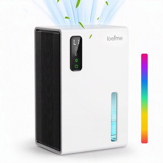 LOEFME Luchtontvochtiger - 750ml Per Dag - 2,1L - LED - Slaapkamer & Badkamer - Wit