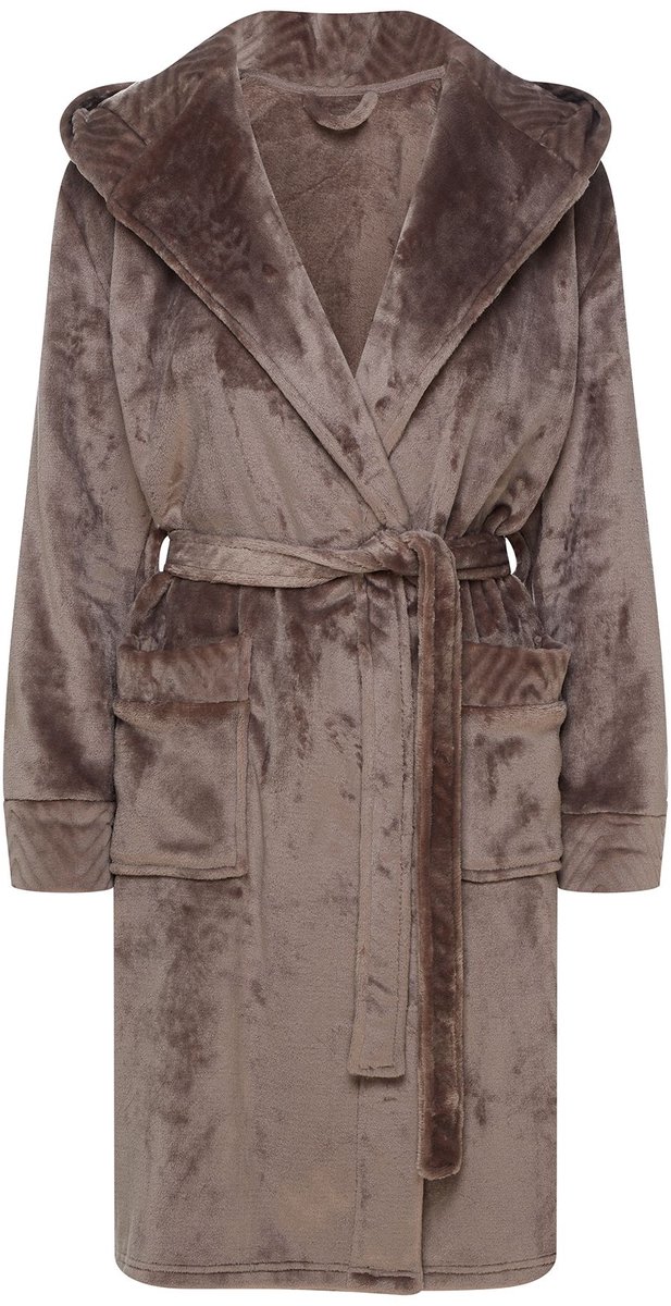 ESOTIQ Cessena - Damesbadjas - Beige - Met capuchon - Met riem
